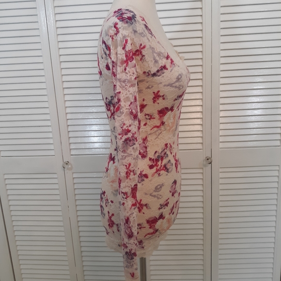 Free people LS floral sheer lace top sz SP *C1 - Picture 5 of 8